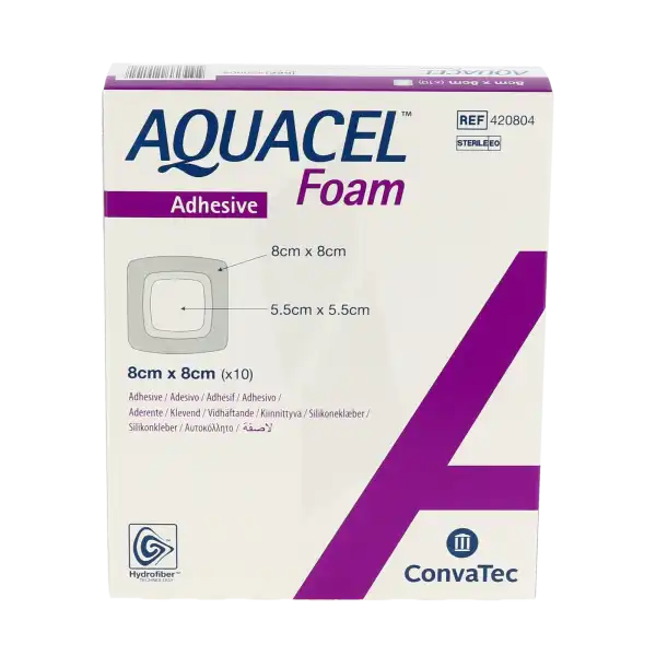 Aquacel Foam Pans Hydrocel Adh St 8x8cm B/10