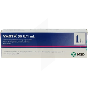 Vaqta 50 U/1 Ml, Suspension Injectable En Seringue Préremplie. Vaccin De L’hépatite A, Inactivé, Adsorbé. Pour Adultes