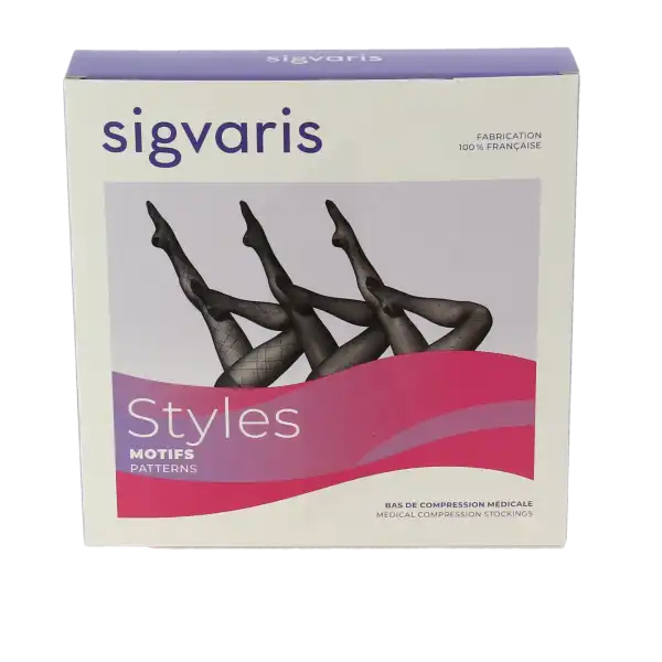Sigvaris 2 Styles Carreaux Bas Autofix Noir Sn