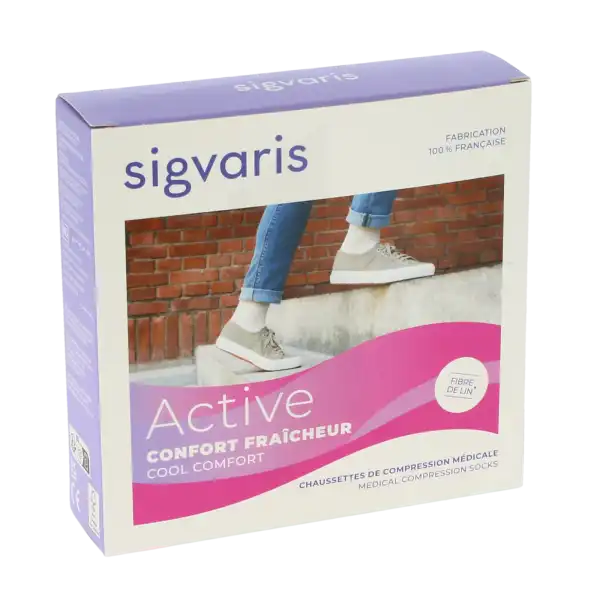 Sigvaris Active Confort FraÎcheur Chaussettes  Femme Classe 2 Écru Small Normal