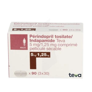 Perindopril Tosilate/indapamide Teva 5 Mg/1,25 Mg, Comprimé Pelliculé Sécable