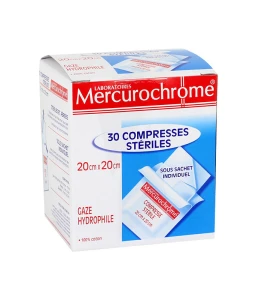 Mercurochrome 30 Compresses Stériles 20cm X 20cm
