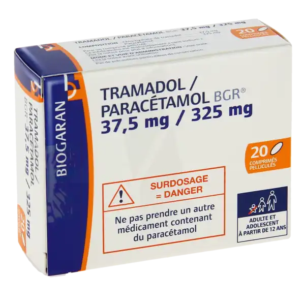 Tramadol/paracetamol Bgr 37,5 Mg/325 Mg, Comprimé Pelliculé