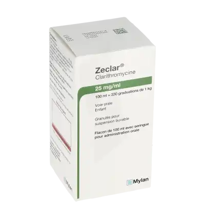 ZECLAR 25 mg/ml, granulés pour suspension buvable