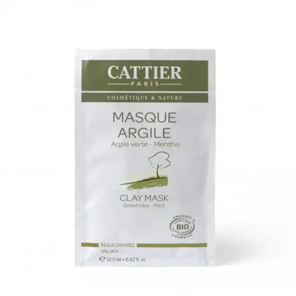 Cattier Masque Crème Argile Verte Peau Grasse 12 Unidoses/5ml