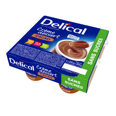 Delical Crème Hp Hc Sans Sucres Nutriment Cacao 4pots/200g à MULHOUSE