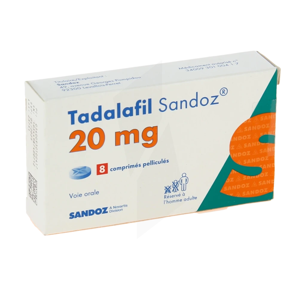 Tadalafil Sandoz 20 Mg, Comprimé Pelliculé