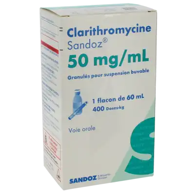 CLARITHROMYCINE SANDOZ 50 mg/ml, granulés pour suspension buvable