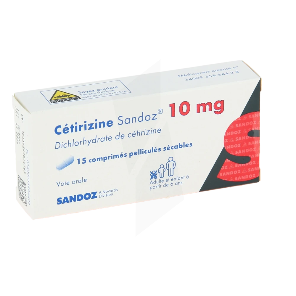 Cetirizine Sandoz 10 Mg, Comprimé Pelliculé Sécable