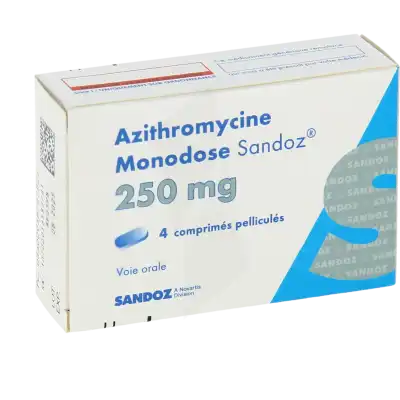 Azithromycine Monodose Sandoz 250 Mg, Comprimé Pelliculé à Paris