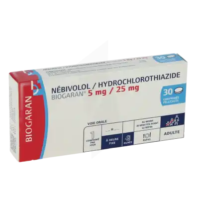 NEBIVOLOL/HYDROCHLOROTHIAZIDE BIOGARAN 5 mg/ 25 mg, comprimé pelliculé