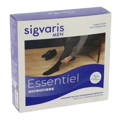 Sigvaris Essentiel Microfibre Chaussettes  Homme Classe 2 Gris Anthracite Medium Normal à SAINT-GERMAIN-DU-PUY