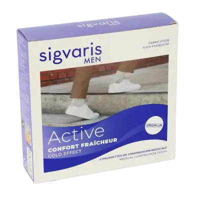 Sigvaris Active Confort FraÎcheur Chaussettes  Homme Classe 2 Écru Large Long à BOURG-SAINT-ANDÉOL