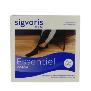 Sigvaris Essentiel Instinct Coton Chaussette Classe 2 Homme Noir Normal S
