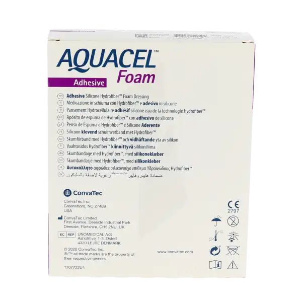 Aquacel Foam Pans Hydrocel Adh St 8x8cm B/10