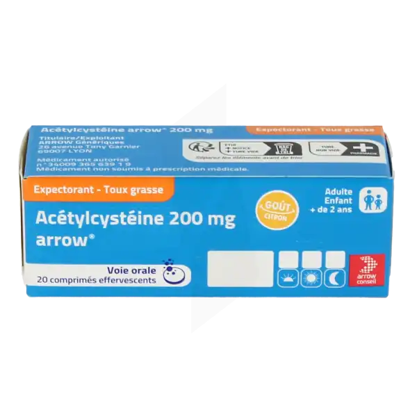 Acetylcysteine Arrow 200 Mg, Comprimé Effervescent