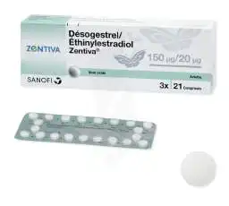 Desogestrel/ethinylestradiol Zentiva 150 Microgrammes/20 Microgrammes, Comprimé à Bordeaux