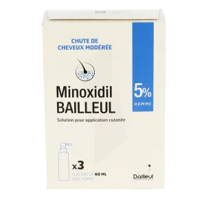 Minoxidil Bailleul 5 % Solution Pour Application Cutanée 3 Fl/60ml