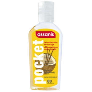 Assanis Pocket Parfumés Gel Antibactérien Mains Coco Vanille 80ml