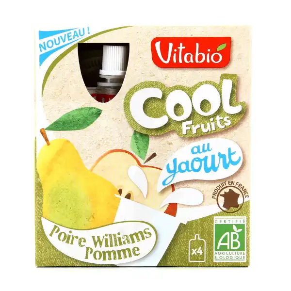 Vitabio Cool Fruits Yaourt Poire Pomme 4gourdes/85g