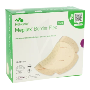 Mepilex Border Flex Oval Pansement Hydrocellulaire Adhésif Stérile Siliconé 10x12,5cm B/16