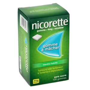 Nicorette 4 Mg Gom à Mâcher Médic Sans Sucre Menthe Fraîche Plq/105gom