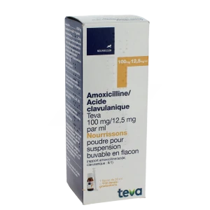 Amoxicilline/acide Clavulanique Teva 100 Mg/12,5 Mg Par Ml Nourrissons, Poudre Pour Suspension Buvable En Flacon (rapport Amoxicilline/acide Clavulanique : 8/1)
