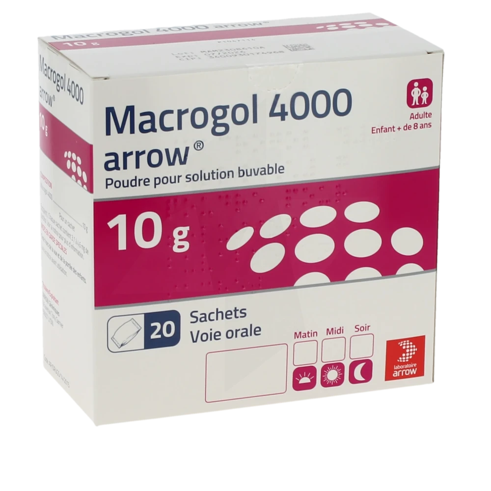 Macrogol 4000 Arrow 10 G, Poudre Pour Solution Buvable En Sachet