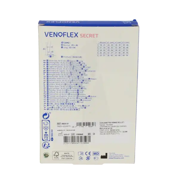 Thuasne Venoflex Secret 2 Chaussette Femme Beige Doré T2l-