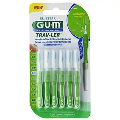 Gum Travler Brossettes Inter-dentaires Vert 1,1mm B/6 à QUINCAMPOIX