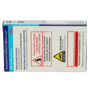 Paracetamol/cafeine/codeine Arrow 400 Mg/50 Mg/20 Mg, Comprimé