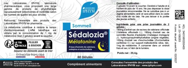 Iphym Conseil Sédalozia Mélatonine Gélules B/60