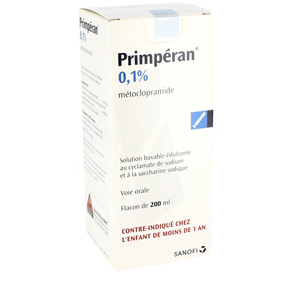 Primperan 0,1 %, Solution Buvable édulcorée Au Cyclamate De Sodium Et à La Saccharine Sodique