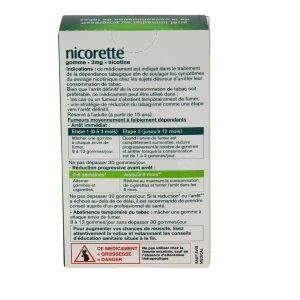 Nicorette 2 Mg Gomme à Mâcher Médicamenteuse Sans Sucre Fruits Plq/30