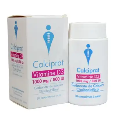 Calciprat Vitamine D3 1000 Mg/800 Ui, Comprimé B/30cp à Pradines