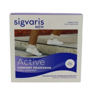 Sigvaris Active Confort Fraîcheur Origin Lin Chaussette Classe 2 Homme Noir Long M
