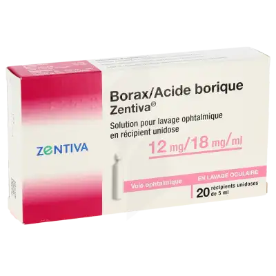 Borax/acide Borique Zentiva 12 Mg/18 Mg/ml, Solution Pour Lavage Ophtalmique En Récipient-unidose à LE LAVANDOU