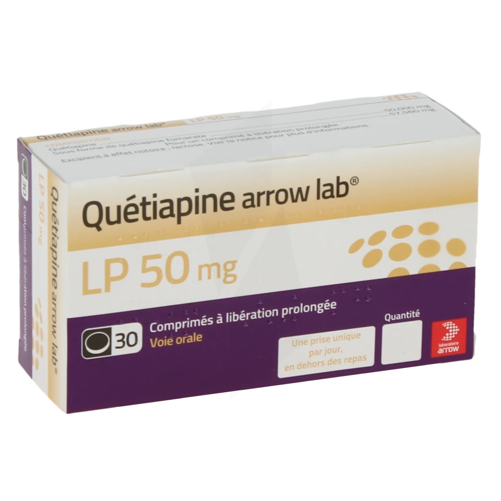 Quetiapine Arrow Lab Lp 50 Mg, Comprimé à Libération Prolongée