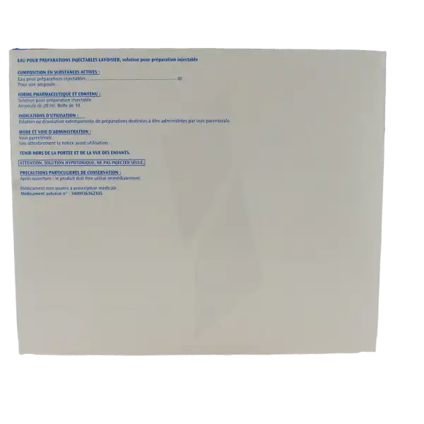 Eau Pour Preparations Injectables Lavoisier, Solution Pour Préparation Injectable