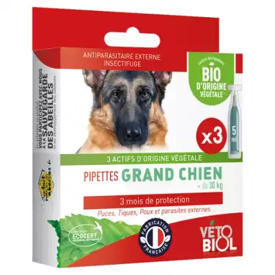 Vétobiol Insect Plus solution pour Spot-on Chien 25-50kg 4 Pipettes/5 ml