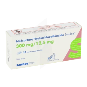 Irbesartan/hydrochlorothiazide Sandoz 300 Mg/12,5 Mg, Comprimé Pelliculé