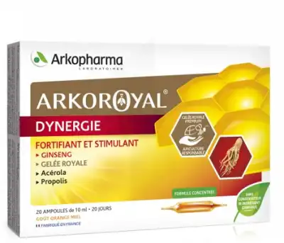 Arkoroyal Dynergie Ginseng Gelée Royale Propolis Solution Buvable 20 Ampoules/10ml à Concarneau