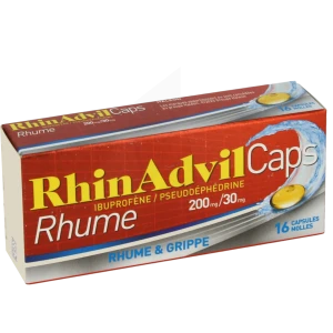 Rhinadvilcaps Rhume Ibuprofene/pseudoephedrine 200 Mg/30 Mg, Capsule Molle