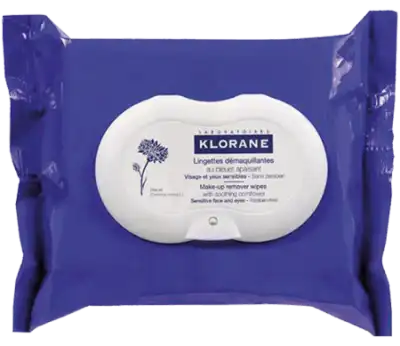 Klorane Soins des Yeux au Bleuet Lingette démaquillante biodégradable 2*Packs/25