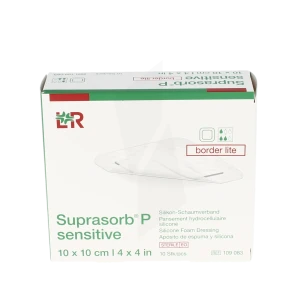 Suprasorb P Sensitive Border Lite Pansements Hydrocellulaires Siliconés Stériles 10x10cm B/10