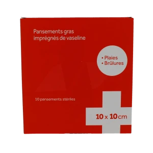 3m Pans Vaseliné Stérile 10cmx10cm B/10
