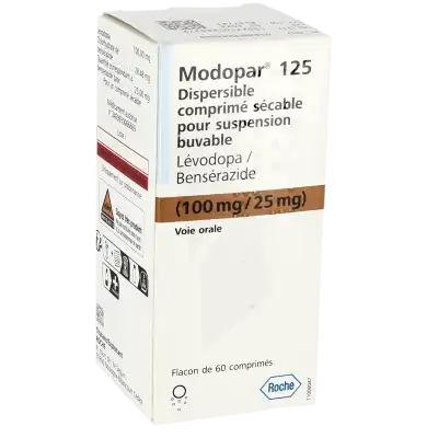 MODOPAR 125 DISPERSIBLE (100 mg/25 mg), comprimé sécable pour suspension buvable