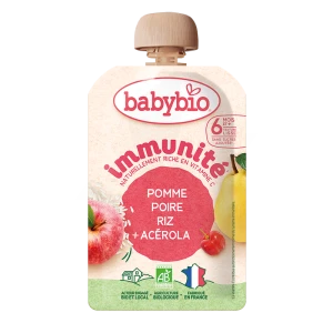 Babybio Aliment Infant Pomme Poire Riz Acérola Immunité Gourde/100g