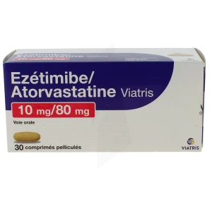 Ezetimibe/atorvastatine Viatris 10 Mg/80 Mg Cpr Pell Plq/30