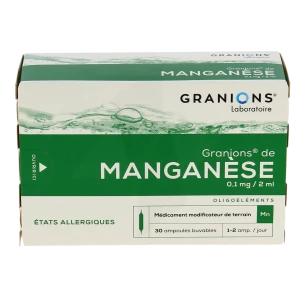 Granions De Manganèse 0,1 Mg/2 Ml Solution Buvable En Ampoule 30 Ampoules/2ml